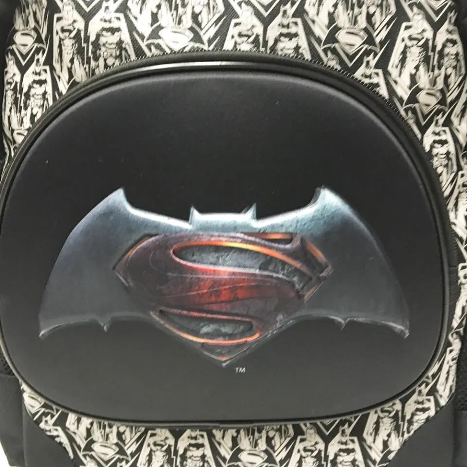 DC Comis Batman vs Superman 16" Large Black Backpack School Book Bag