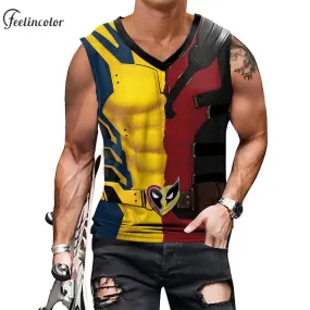 Deadpool Wolverine Tank Tops for Men Cosplay Sleeveless Shirts