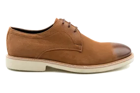 Debbano Raj Nubuck Leather Men's Derby Shoes, Derby Sneakers Plain Toe Derby with Cap Toe Effect, Derby Lace-Up, Tan  Derby Shoes, Casual Must Have
