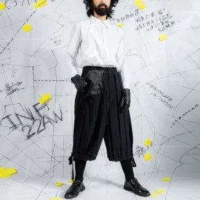 Deconstructed Pleated Wide-Leg Shorts