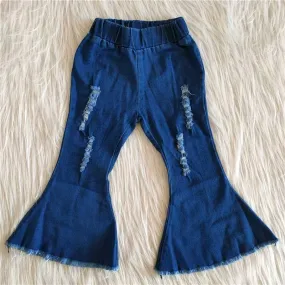 deep blue bell bottom denim pants