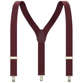 Deep Red Slim Suspenders for Men & Women Boys & Girls Y-back Shape 1 inch wide