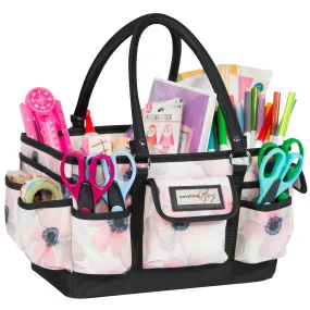 Deluxe Store & Tote Craft Organizer, White & Floral
