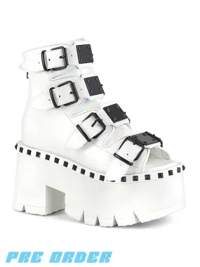 DEMONIA ASHES-70 - WHITE VEGAN LEATHER ✰ PRE ORDER ✰