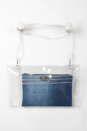 Denim Clear Envelope Clutch