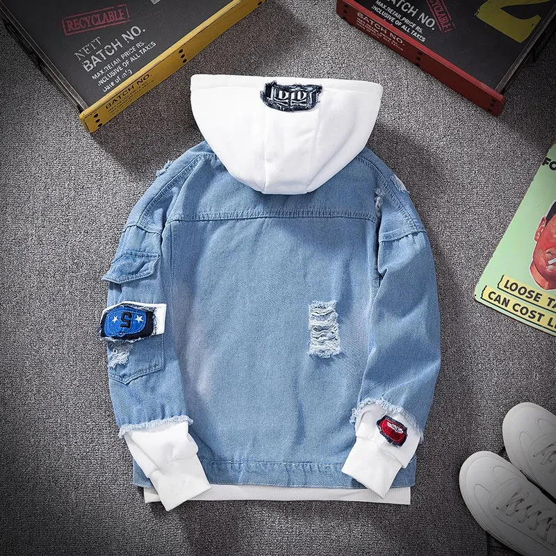 Denim Hooded Slim Fit Casual Jackets