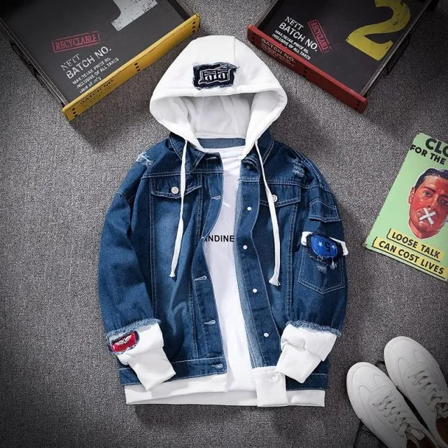 Denim Hooded Slim Fit Casual Jackets