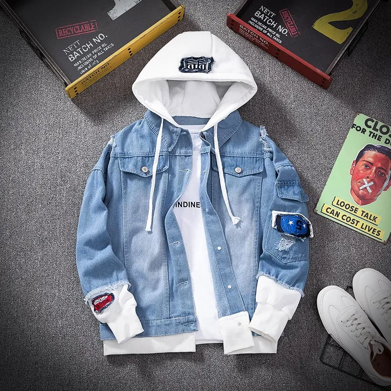 Denim Hooded Slim Fit Casual Jackets