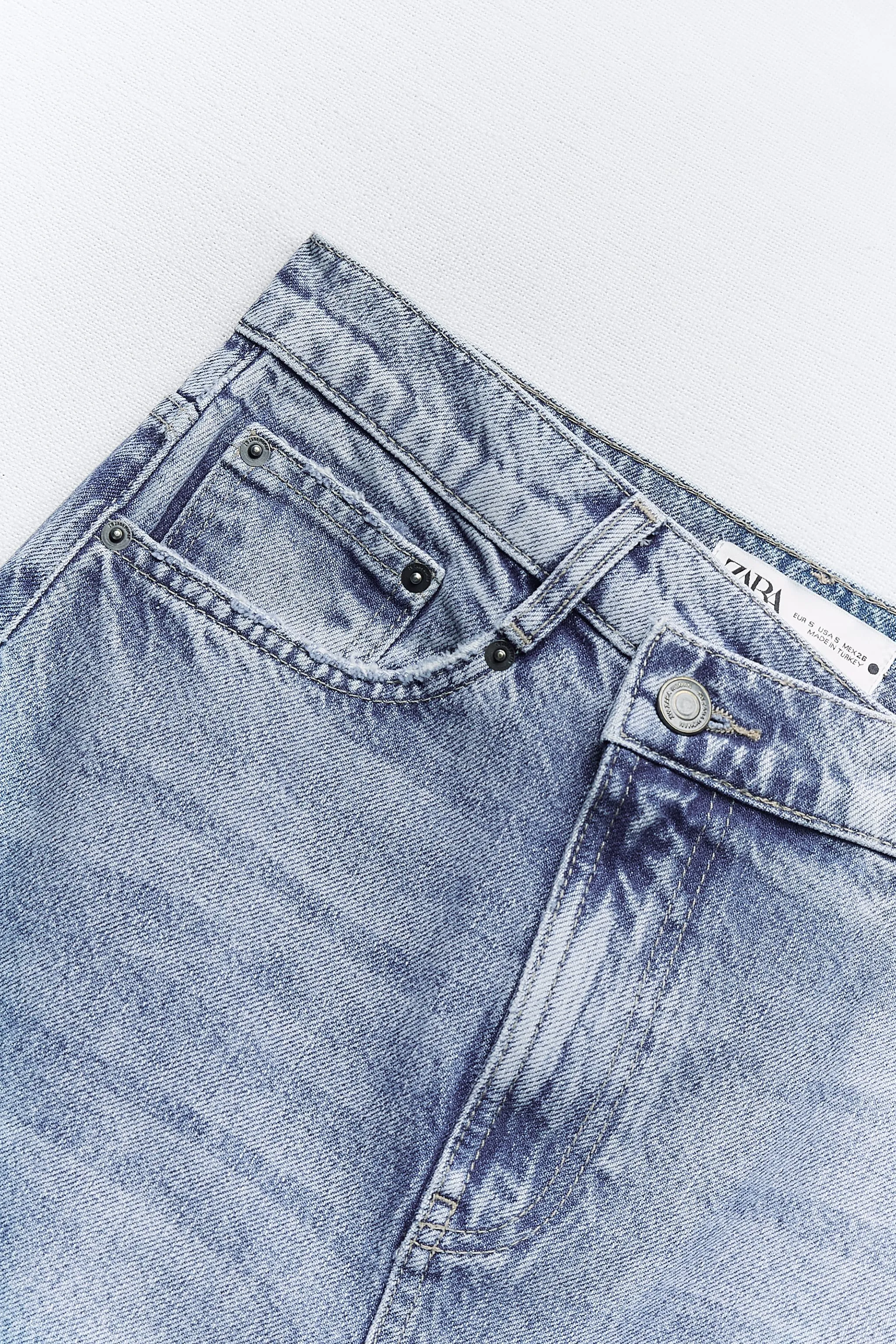 Denim skirt with cutouts zw Zara, medium blue