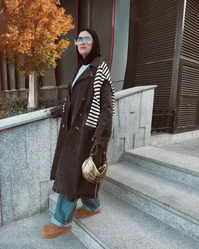 Denim trench coat