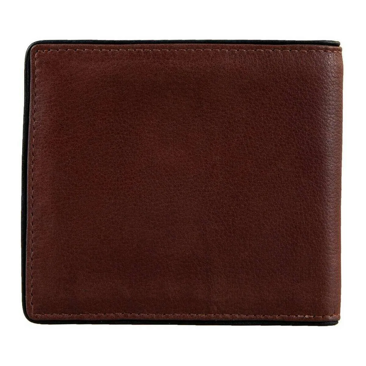 Dents Severn Leather RFID Blocking Coin Bifold Wallet - Dark Tan/Black