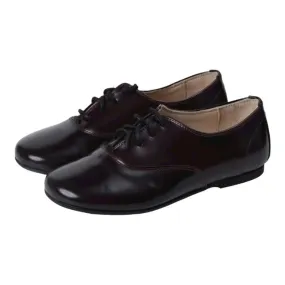 Derby - Bordo Polished Leather Lace for Girl by Manuela de Juan