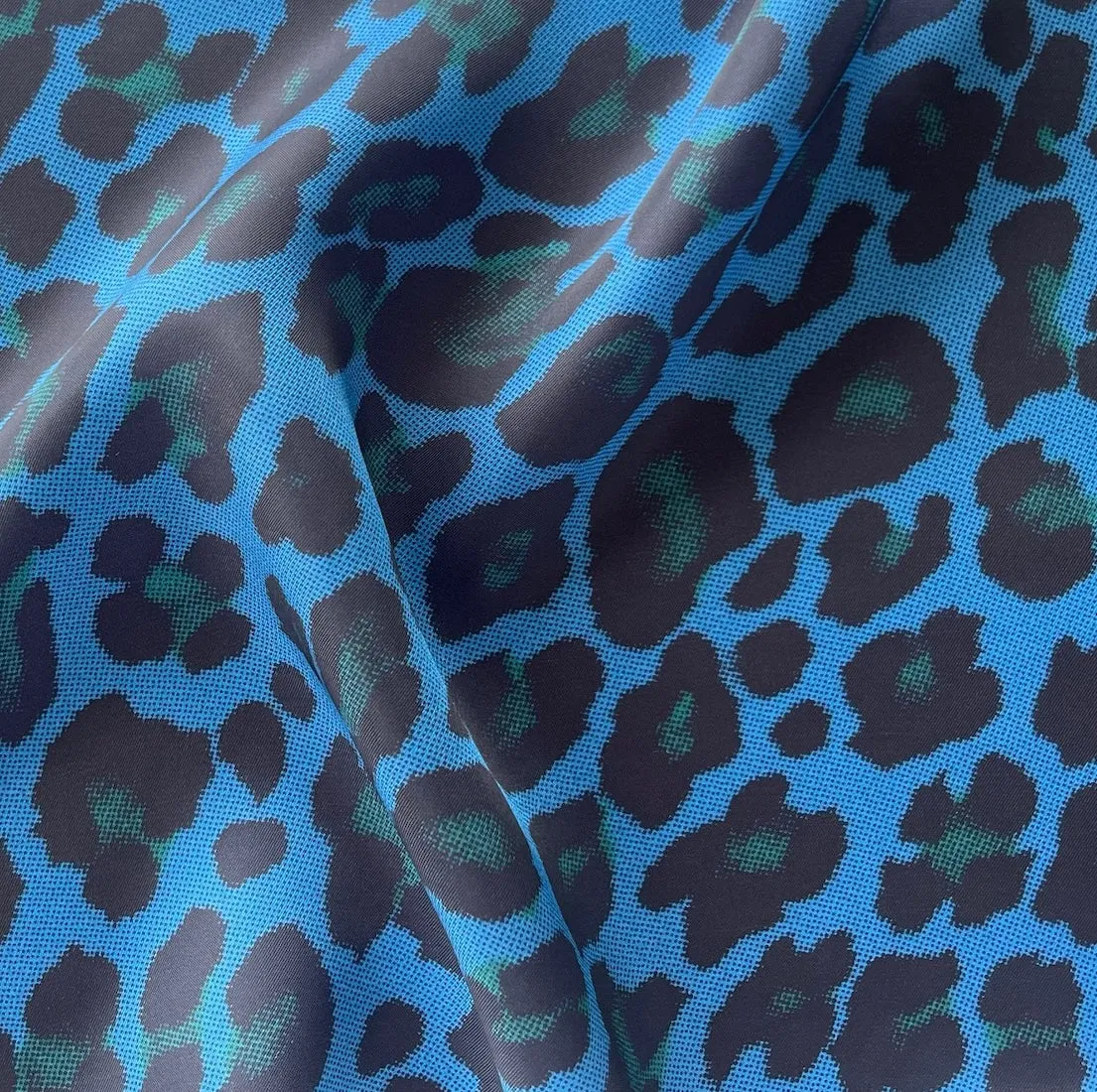 Designer Sapphire & Pine Leopard Rayon Cupro Lining (Made in Italy)