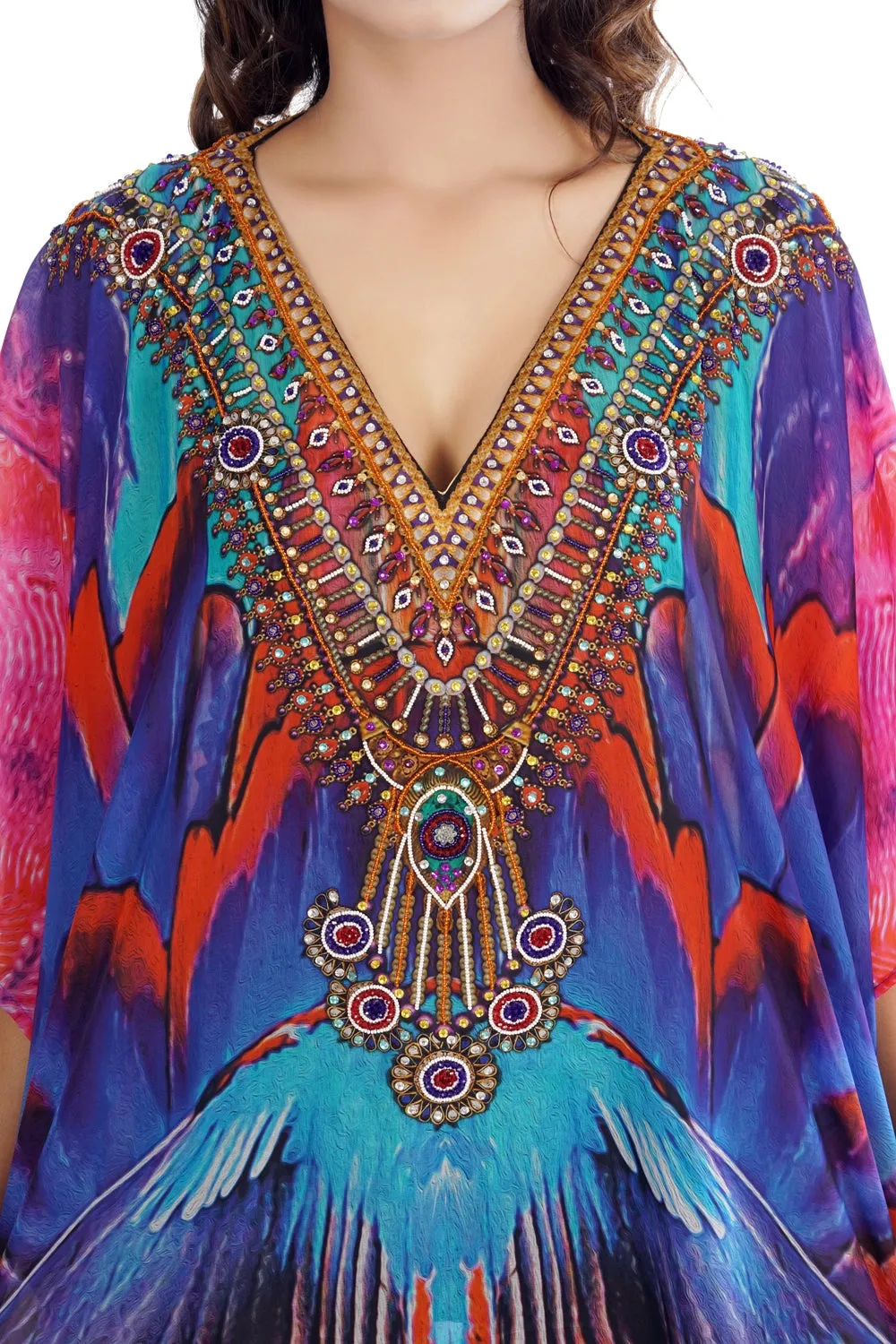 Designer wear caftan Plus size kaftans silk Long kaftan for short women