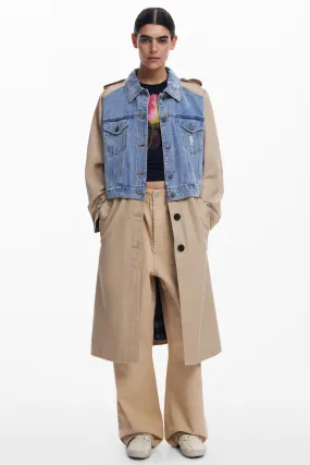 Desigual Riga Beige and Denim Trench Coat