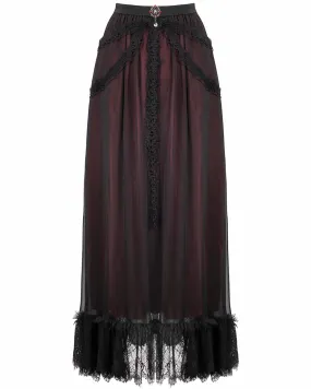 Devil Fashion Gothic Courtesan Layered Bustle Skirt - Red & Black