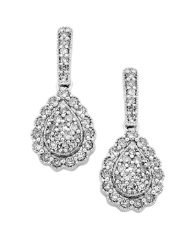 Diamond Earrings - 9ct White Gold Cluster Earrings - 749773
