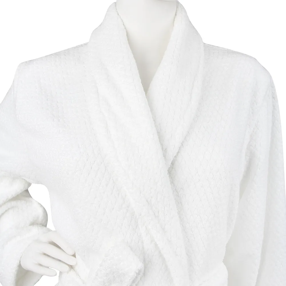 Diamond Jacquard Bathrobe, XL-XXL, White