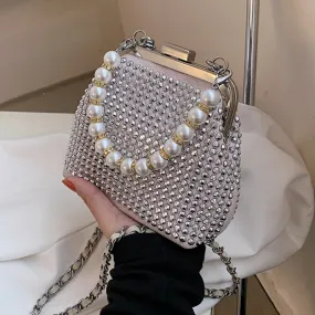 Diamond Shell Bag Pearl Tote Bag 2021 Summer New High-quality PU Leather Women's Designer Handbag Chain Shoulder Messenger Bag