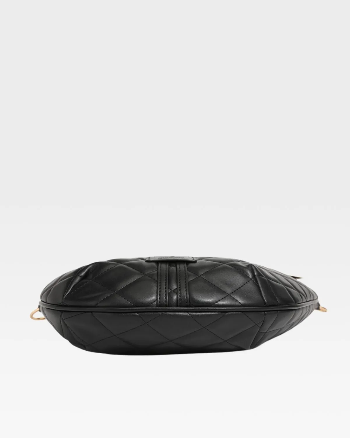 Diamond Stitch Crescent Messenger Bag in Black