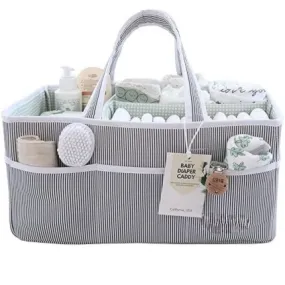 Diaper Caddy Organizer – Portable, Water-Resistant, Gray/Mint