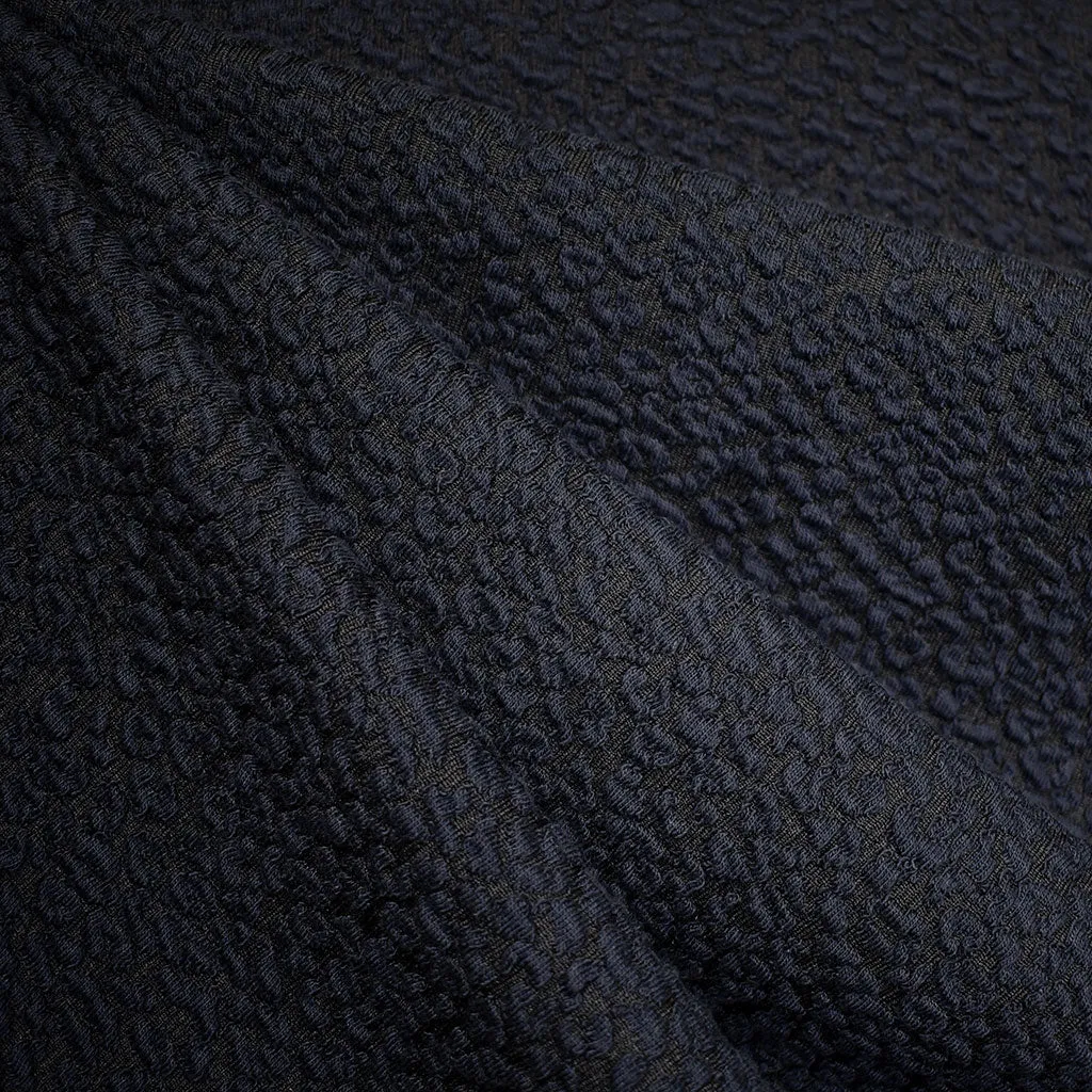 Dimensional Animal Spot Jacquard Double Knit Navy/Black
