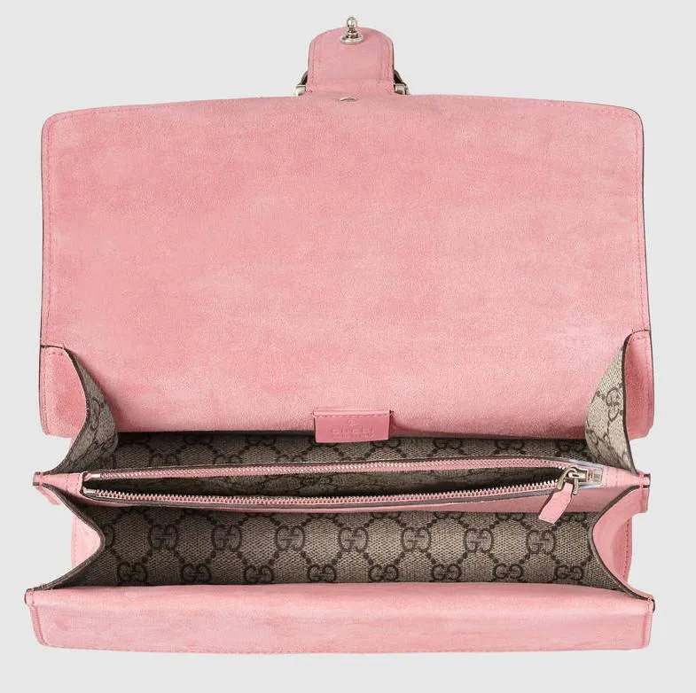 Dionysus GG Supreme Shoulder Bag with Crystals, Pink