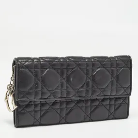 DIOR Black Cannage Leather Lady  Continental Wallet