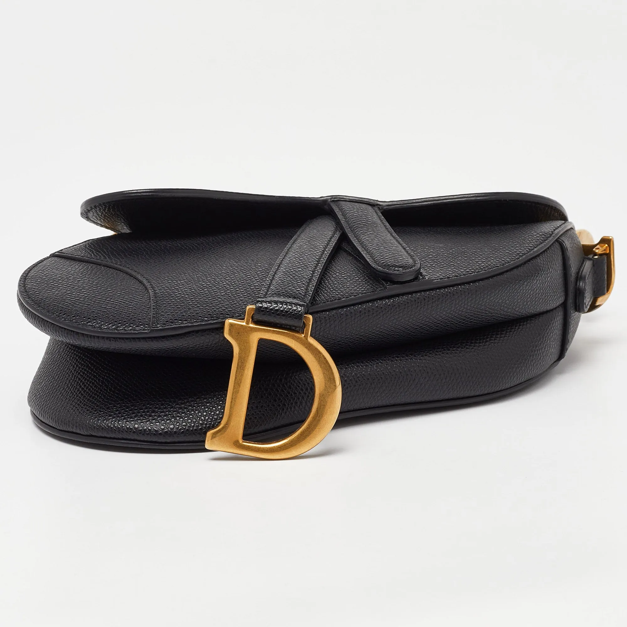 DIOR Black Leather Mini Saddle Bag