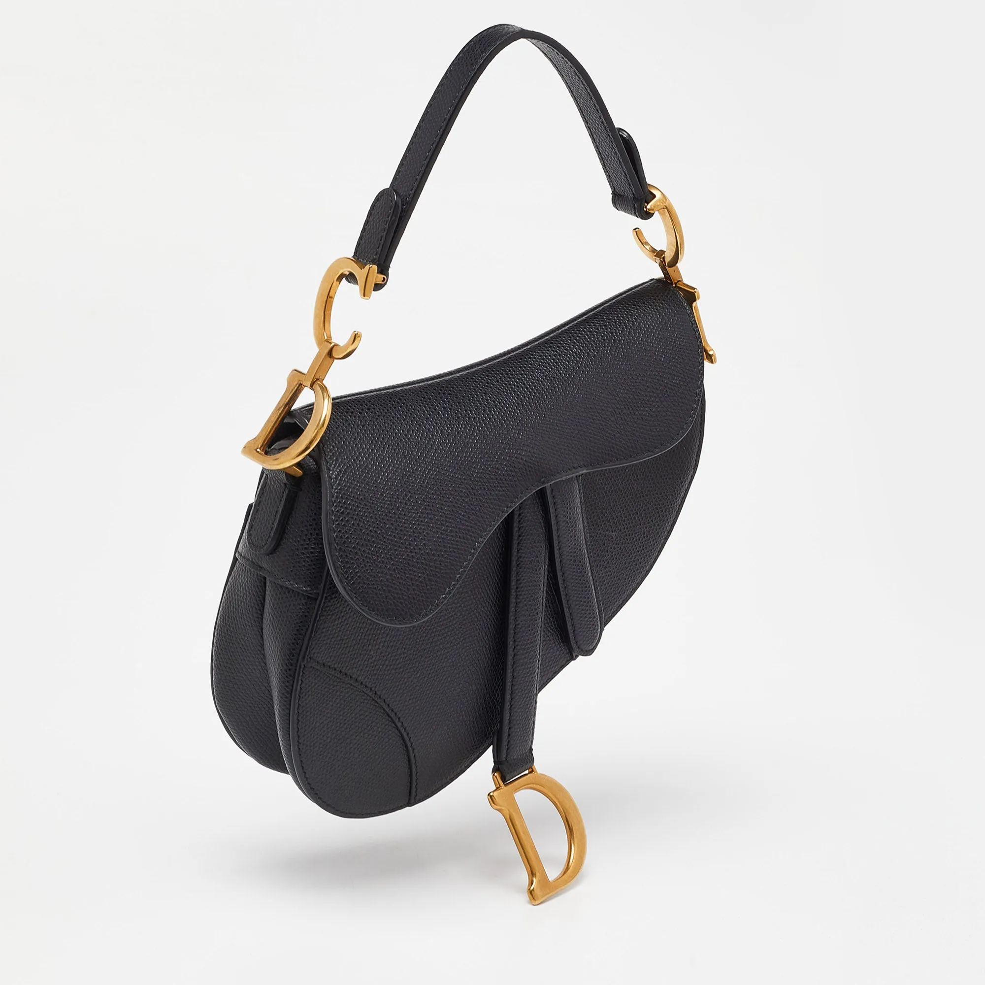 DIOR Black Leather Mini Saddle Bag