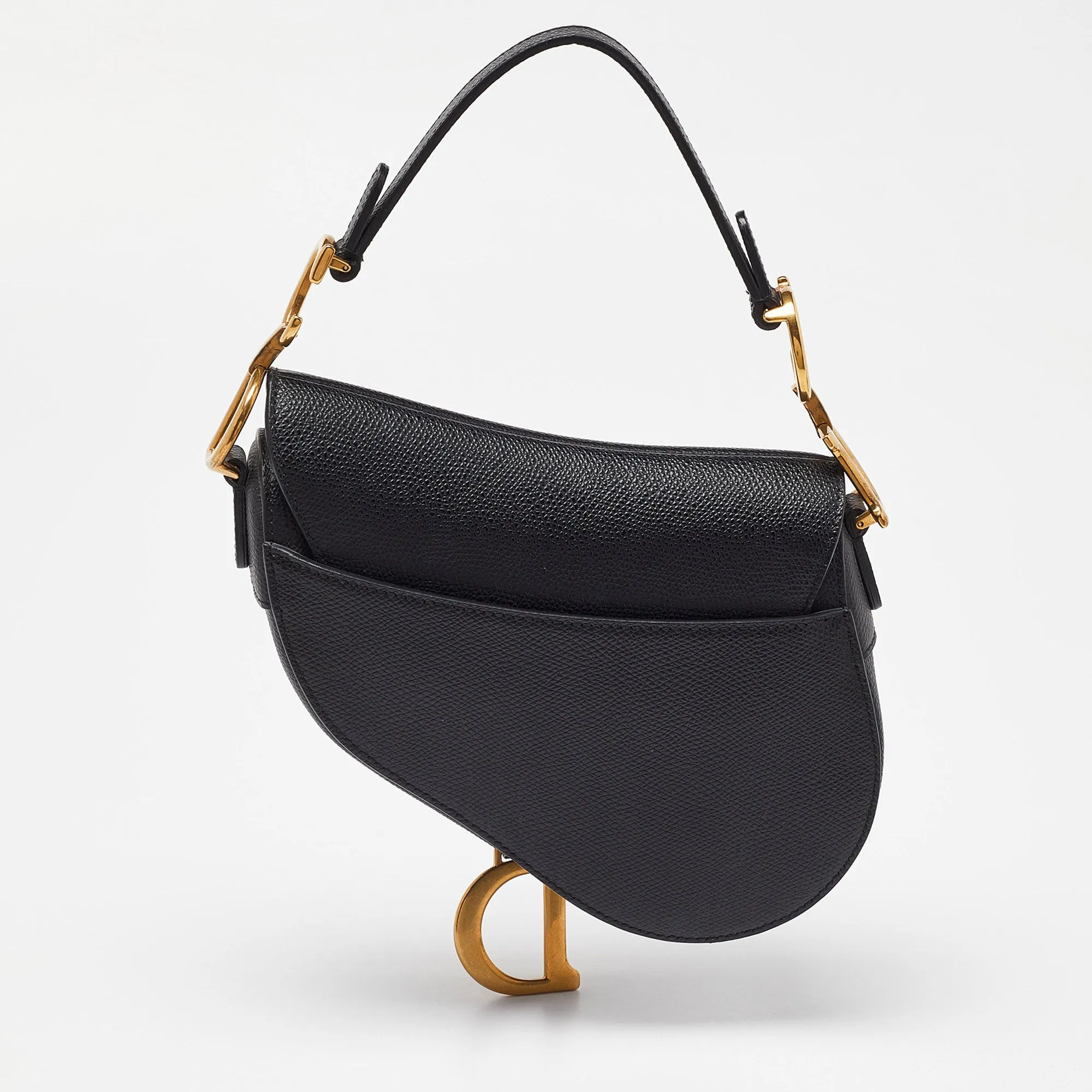 DIOR Black Leather Mini Saddle Bag