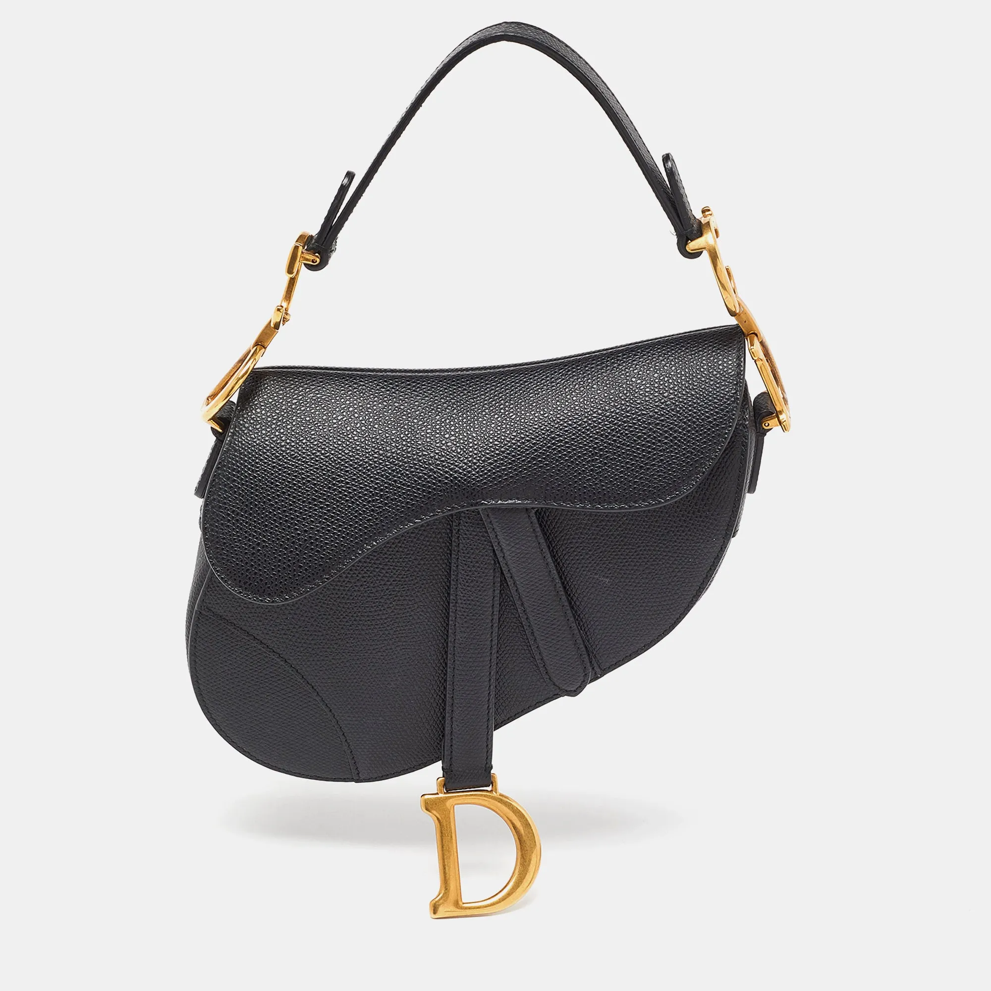DIOR Black Leather Mini Saddle Bag