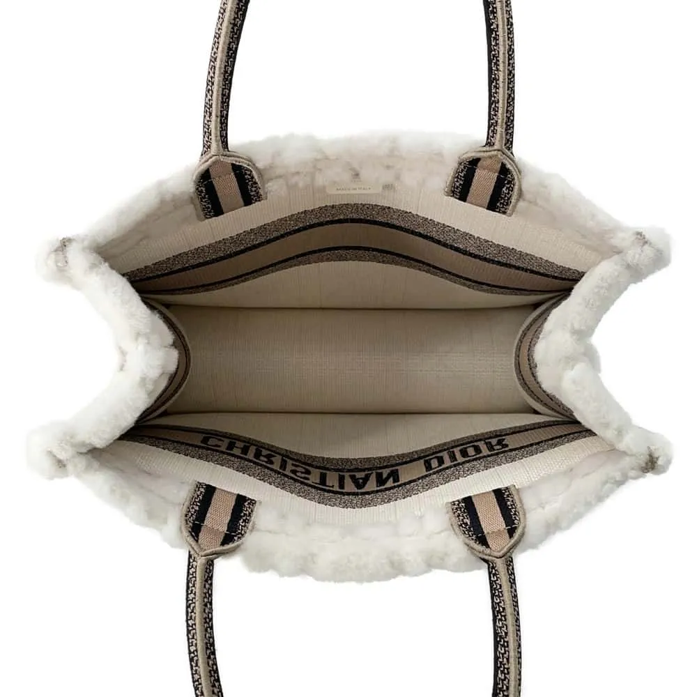 Dior Book tote Ivory/Beige M1296ZMBU M15I Boa Canvas Size Medium