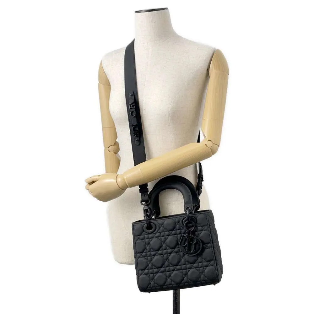 Dior Lady Dior Cannage Black M0538SLOI_M989 Ultra Matt Calf Leather Skin Size Small