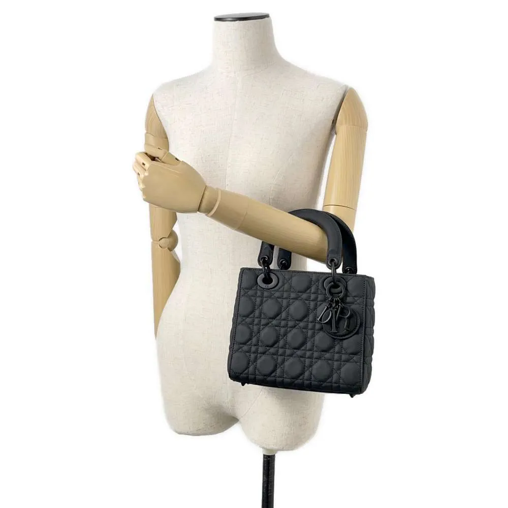 Dior Lady Dior Cannage Black M0538SLOI_M989 Ultra Matt Calf Leather Skin Size Small