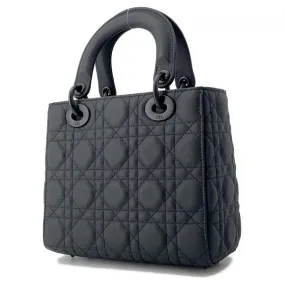 Dior Lady Dior Cannage Black M0538SLOI_M989 Ultra Matt Calf Leather Skin Size Small