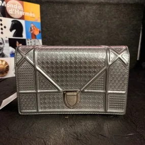 Dior Silver Cannage Shield 18.5cm Bag