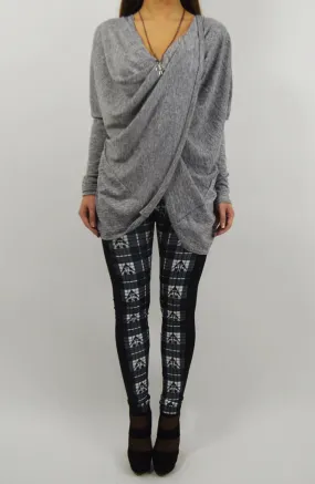 Directional Panel Leggings - White Tartan