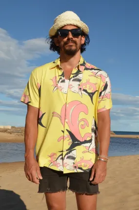 Disco Shark Mens Button-up Shirt