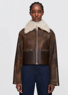 Distressed Aviator Shearling (Brown)