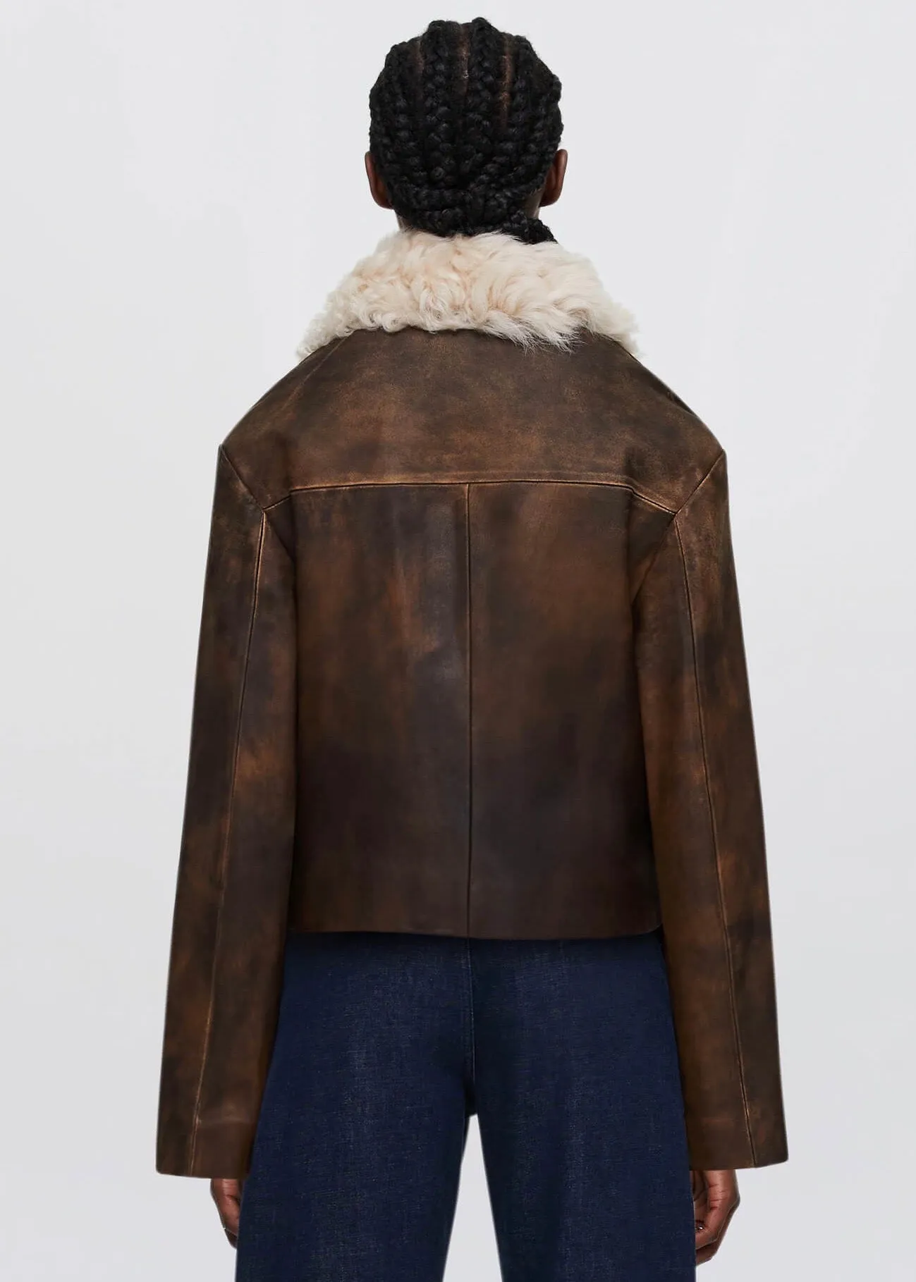 Distressed Aviator Shearling (Brown)