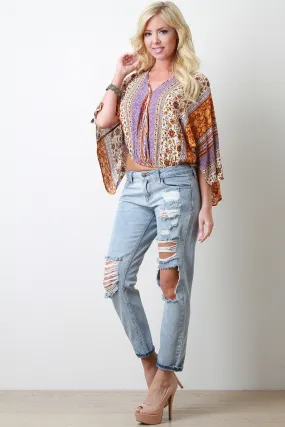 Distressed Denim Low Rise Boyfriend Jeans