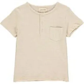 Dodger Beige Ribbed Henley Boys Tee - Select Size
