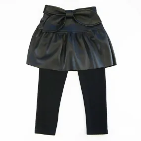 Doe A Dear Bowtie Faux Leather Skirted Leggings