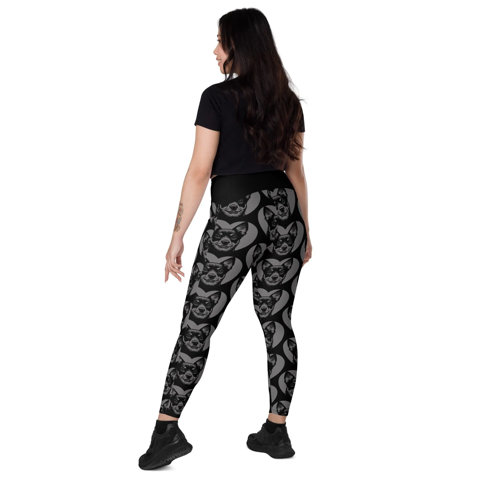 DOG BREED LEGGINGS with pockets - LANCASHIRE HEELER - HERTTAHOUND - grey
