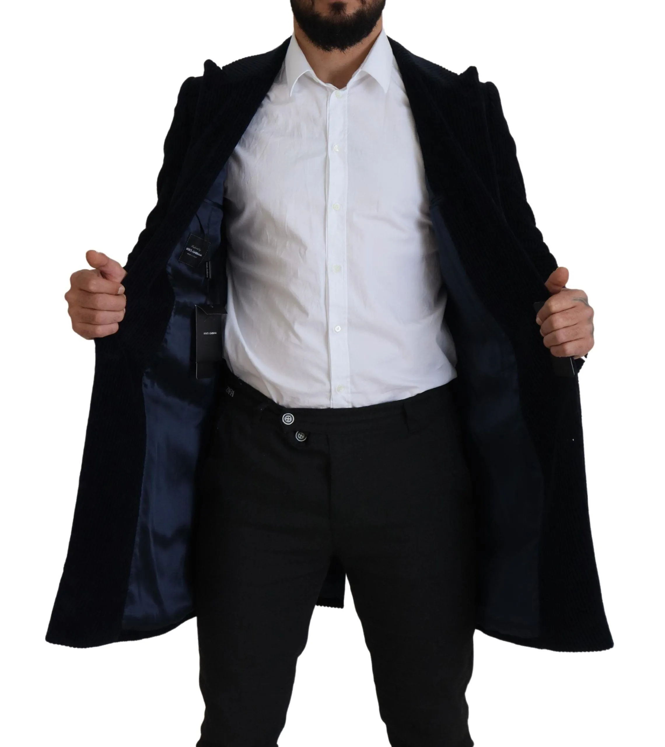 Dolce & Gabbana Black Cotton Cardigan Long Coat Men Jacket