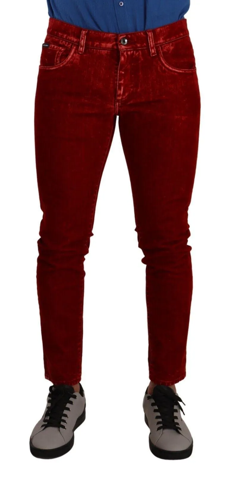Dolce & Gabbana Red Cotton Stretch Skinny Denim Trouser Jeans