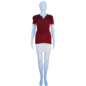 DOLCE & GABBANA RED KNIT SHORT SLEEVE CARDIGAN