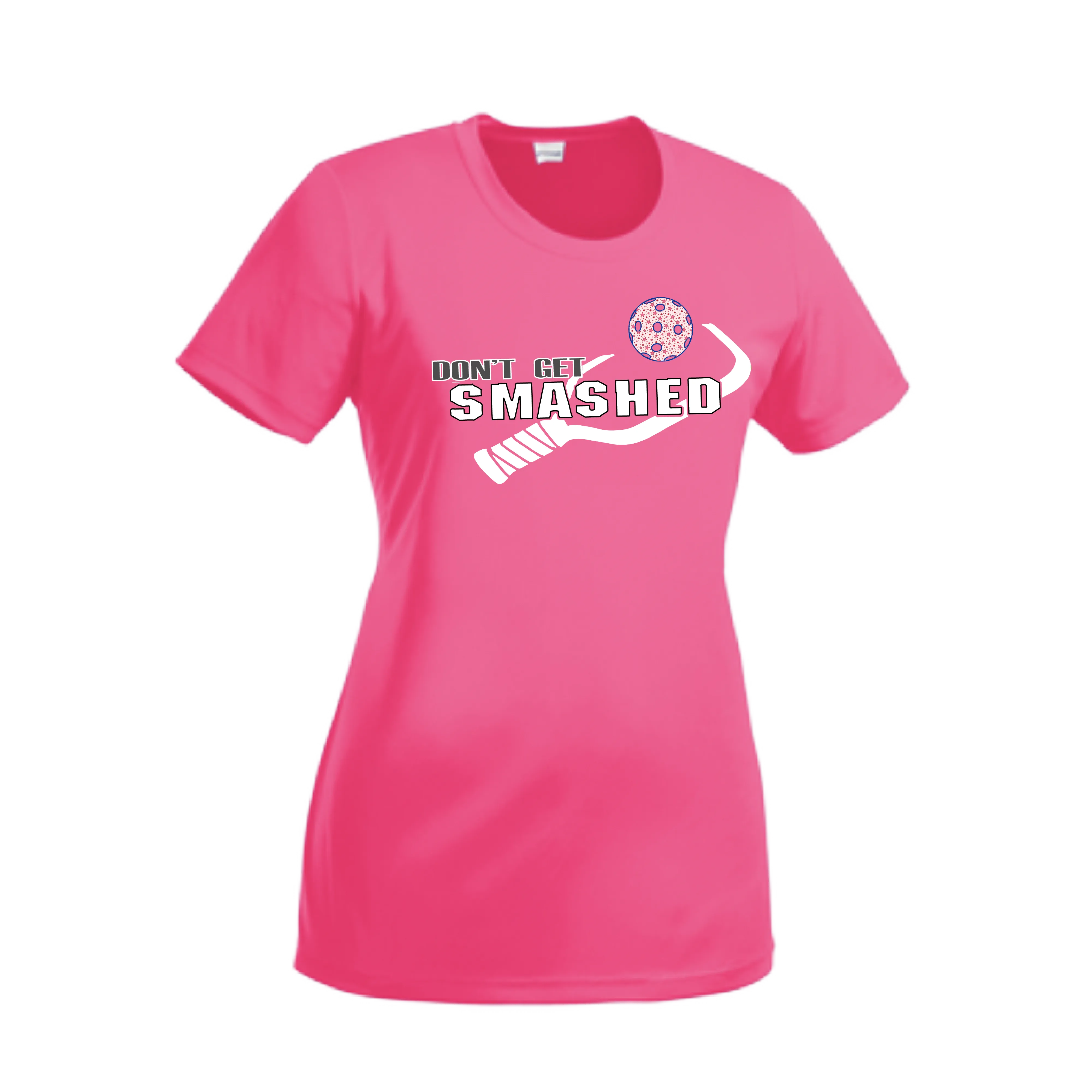 Don't Get Smashed With Pickleballs (Patriotic Stars) | Women’s Short Sleeve Crewneck Athletic Shirts | 100% Polyester