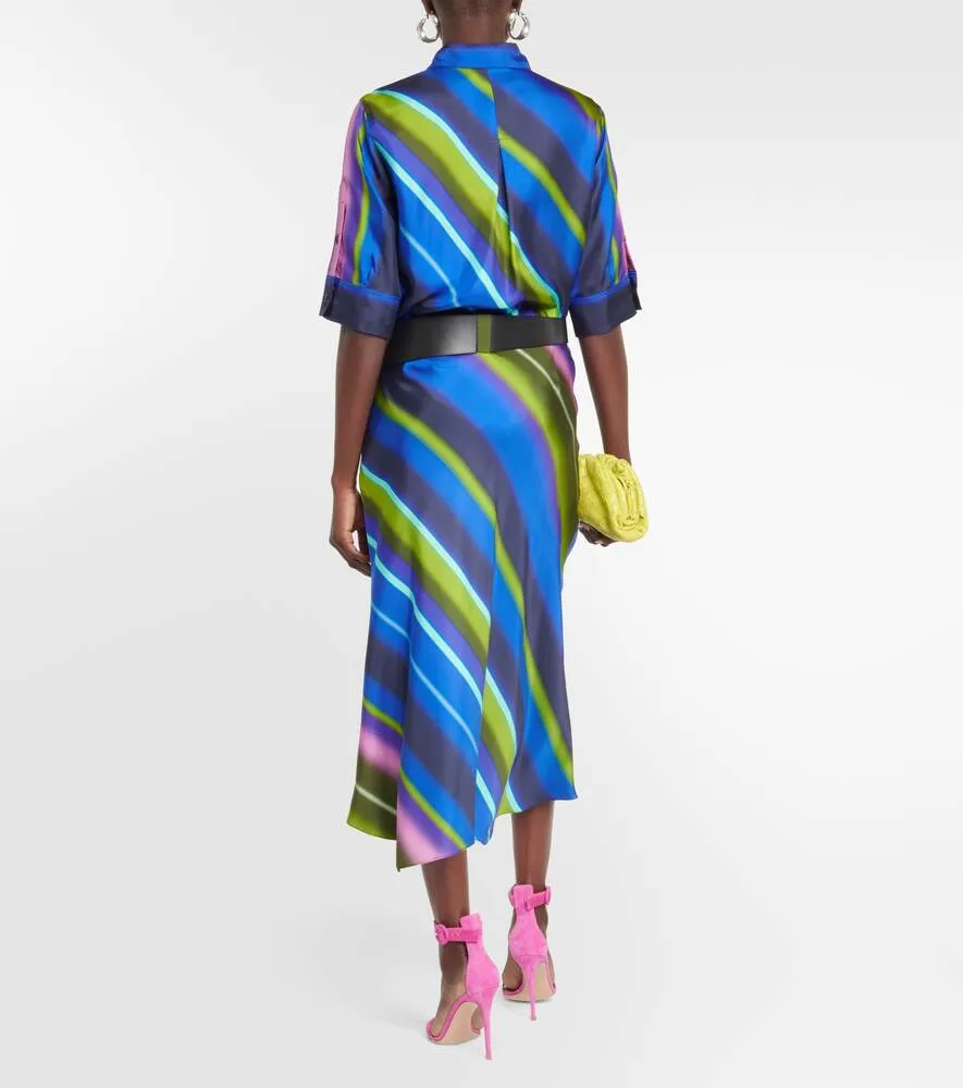 DOROTHEE SCHUMACHER striped silk twill midi skirt, multicolor